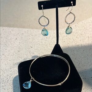 Debra Mack earrings and bangle set with aquamarine stones
